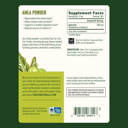 1 lb: Amla Powder Supplement Facts
