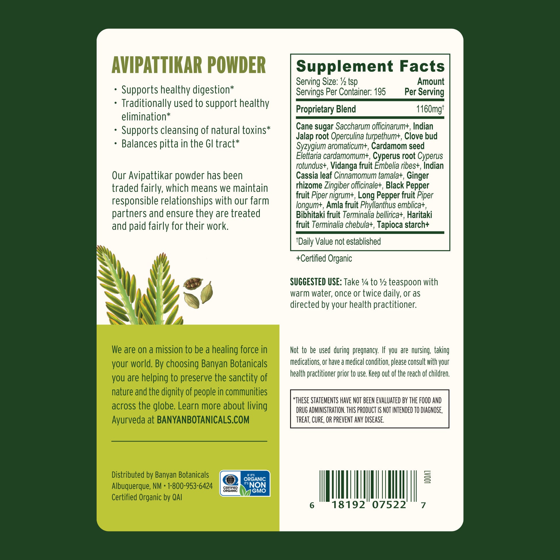 1/2 lb: Avipatttikar Powder