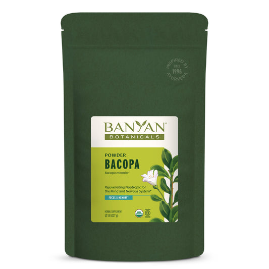 1/2 lb: 1/2 lb Bacopa powder green pouch on white background