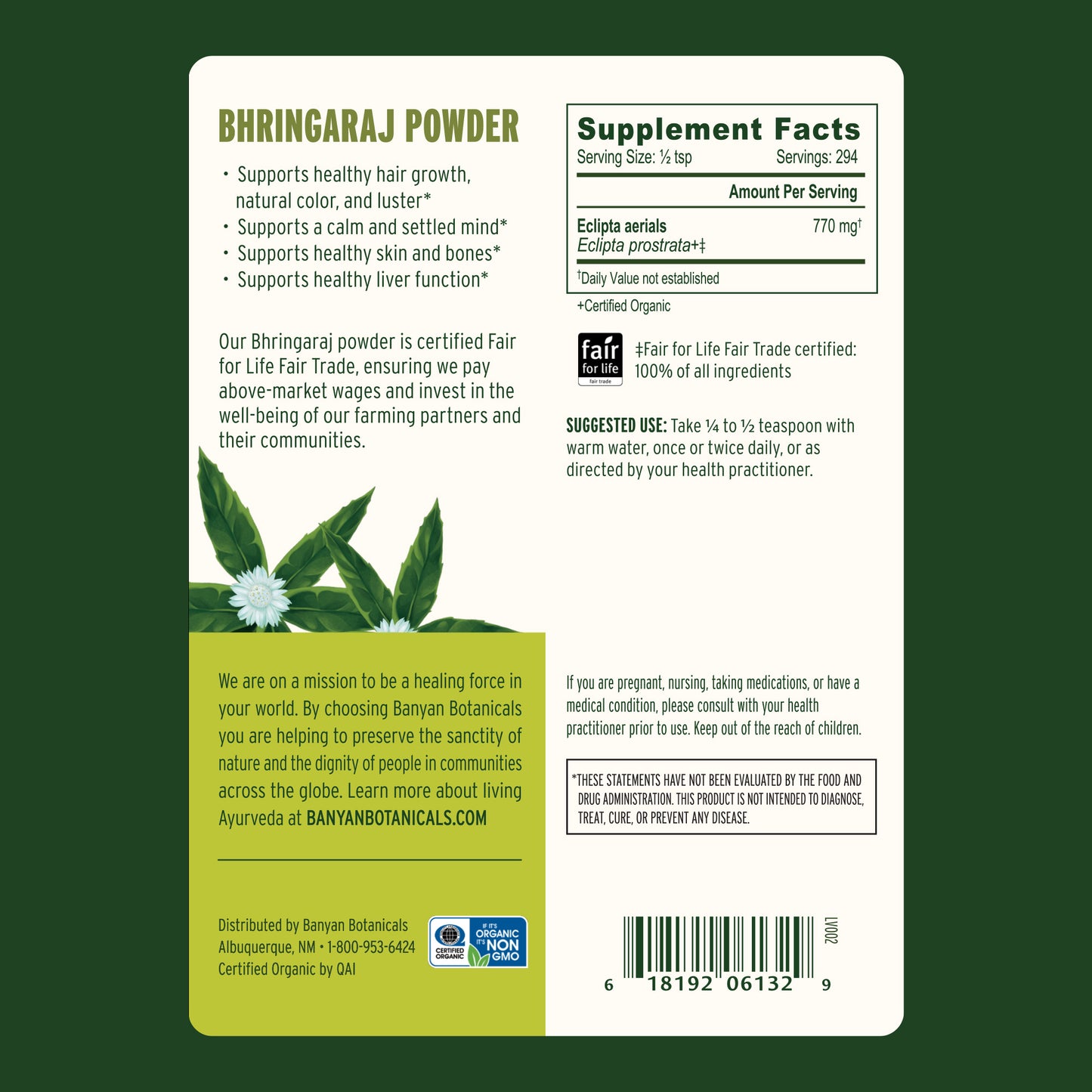 1/2 lb: Supplement Facts