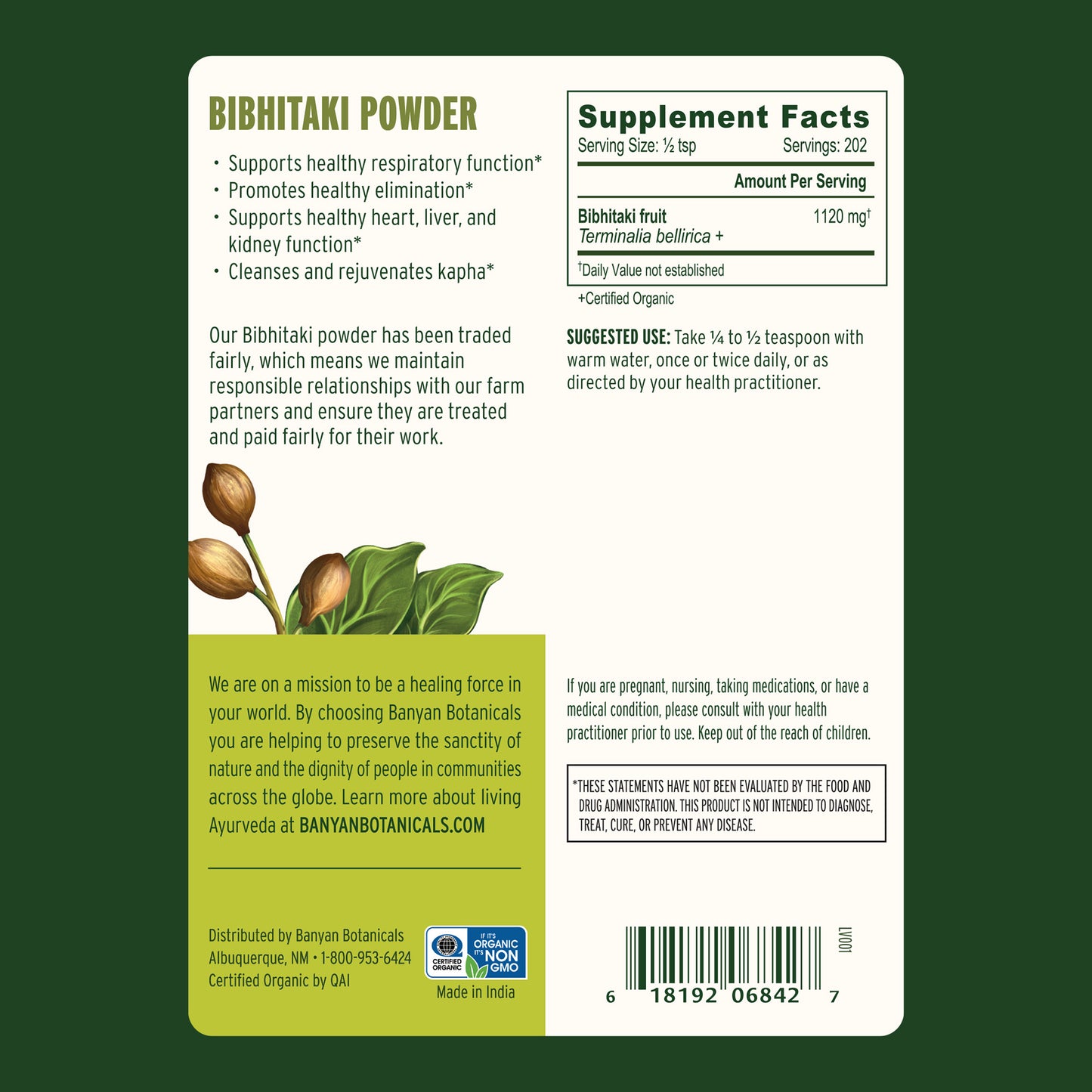 Bibhitaki powder Supplement Facts
