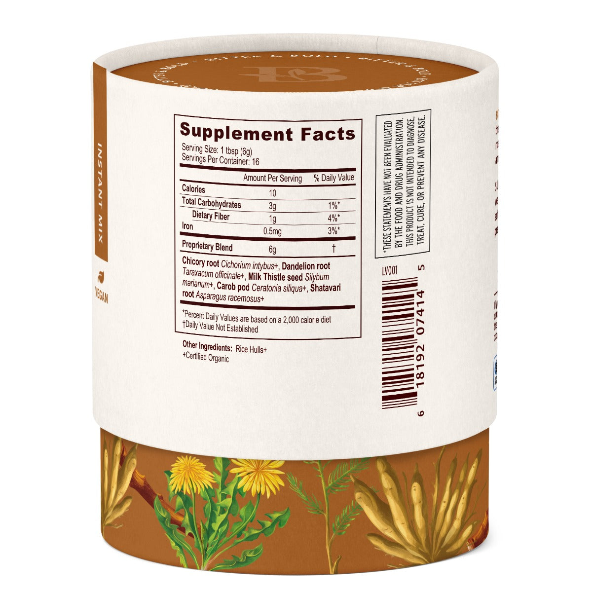 Bitter and Bold Supplement Facts Label Image