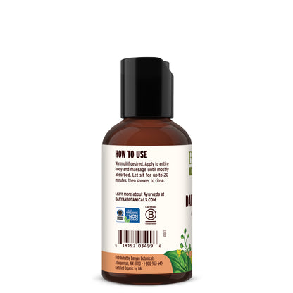Travel | 2 fl oz: Daily Massage Oil how to use label