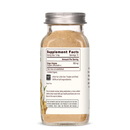 Spice Jar: side of jar showing supplement facts panel