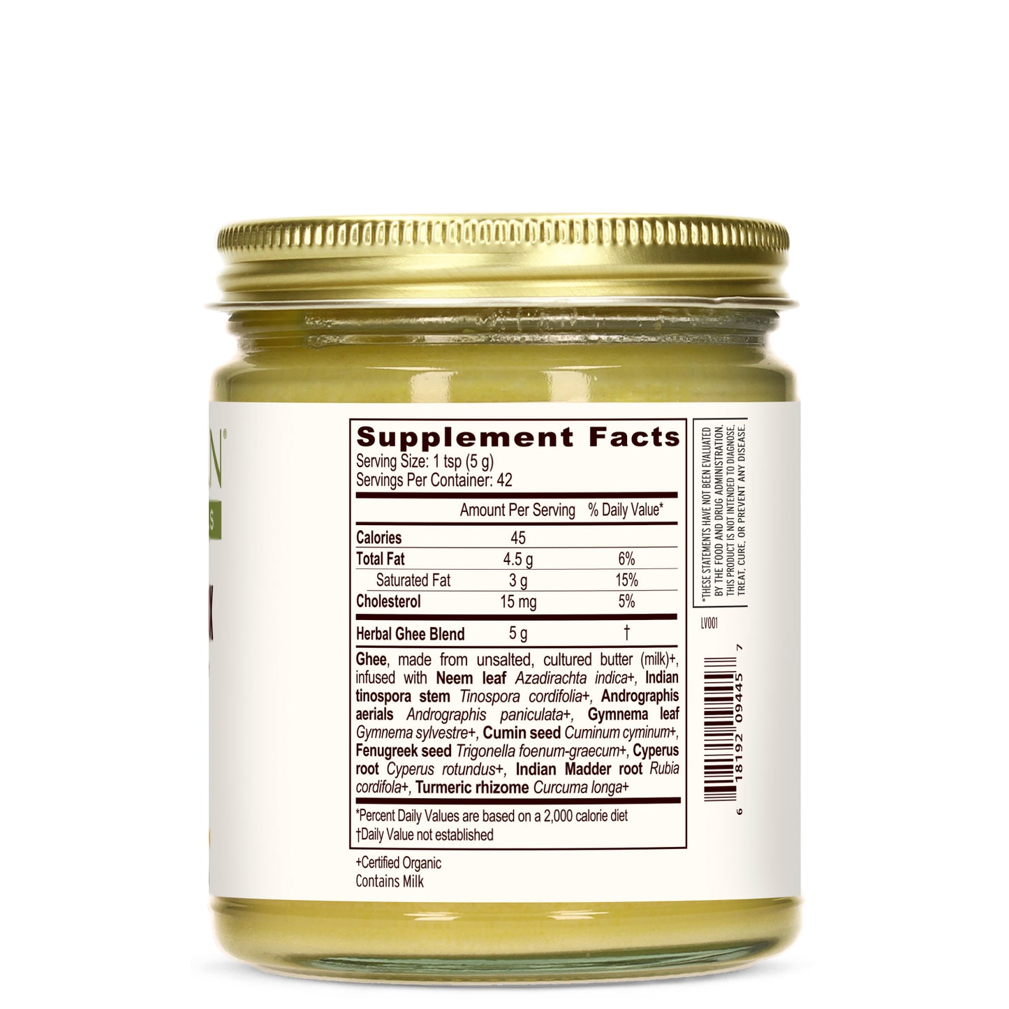 Liver Detox Tikta Ghrita Ghee Supplement Facts