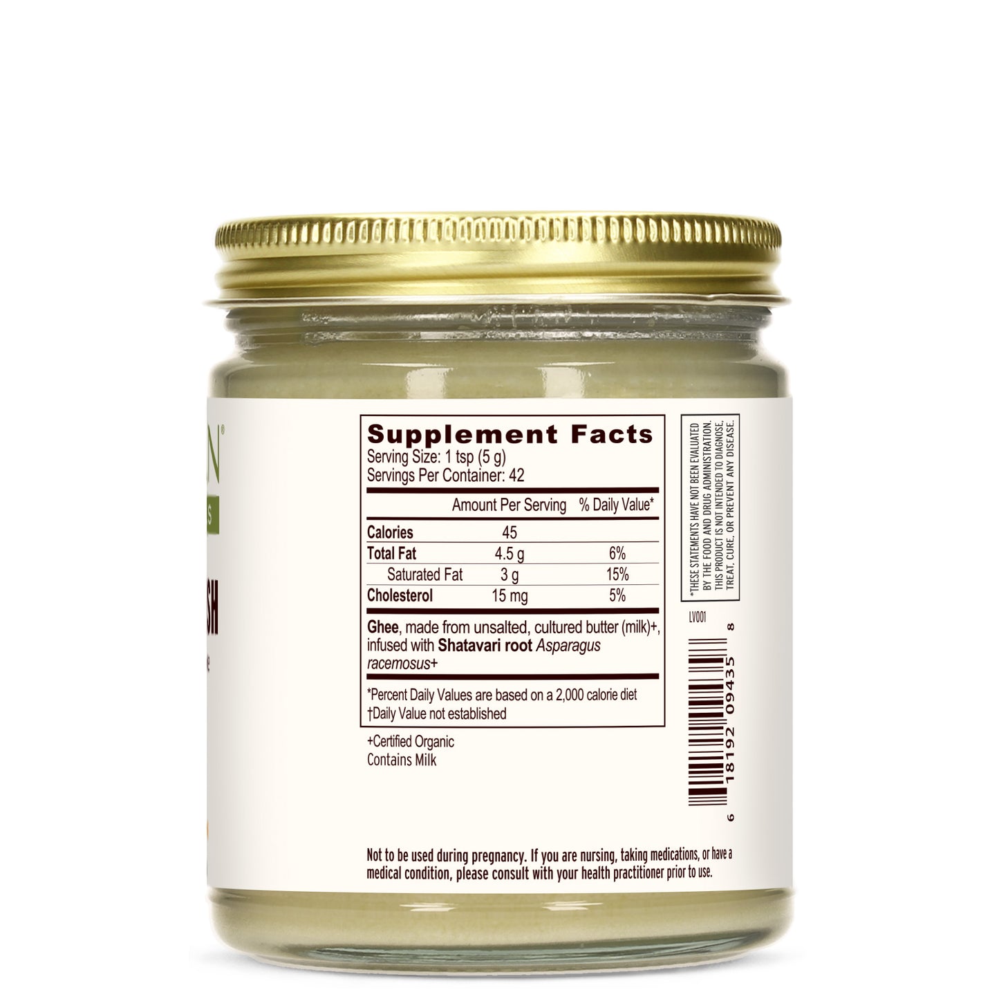 Vital Nourish Shatavari Ghee Supplement Facts