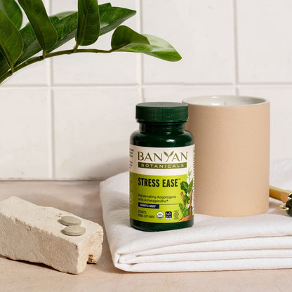 Stress Ease bottle with loose tablets