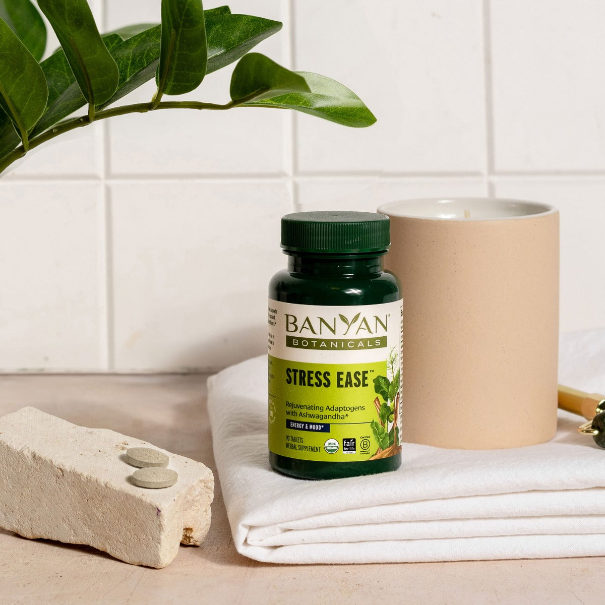 Stress Ease bottle with loose tablets