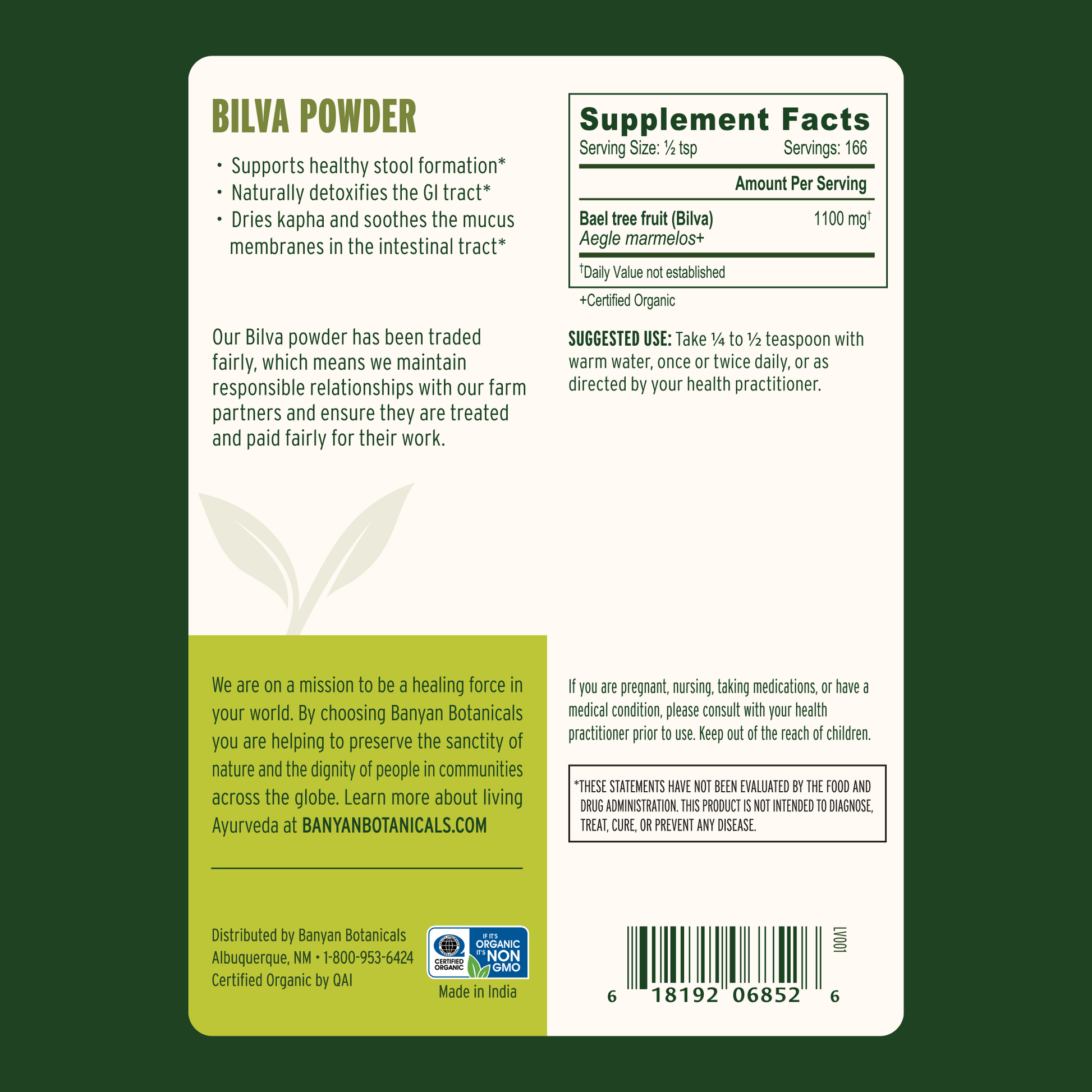 Bilva powder supplement facts